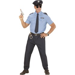 Widmann - Costume da Ufficiale di Polizia per adulti Tg. XL (camicia, pantaloni, cintura, cravatta, cappello), 04034