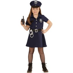 Widmann - Costume da Poliziotta per bambini Tg. (116 cm - 4/5 anni), vestito, cintura, cappello, manette, walkie-talkie, 49085