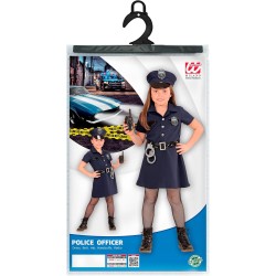 Widmann - Costume da Poliziotta per bambini Tg. (116 cm - 4/5 anni), vestito, cintura, cappello, manette, walkie-talkie, 49085