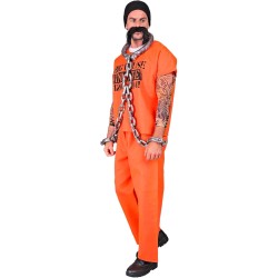 Widmann - Costume Carcerato, prigioniero, detenuto, Tg. XXL (maglietta, pantaloni, berretto, baffi), 21370