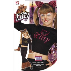 Widmann - Costume "KITTY" ass. in 2 colori, Tg. (140 cm - 8/10 anni) (camicia, pantaloni, orecchie), 33427