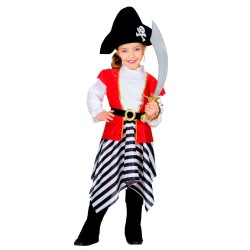 Widmann - Costume Piratessa Tg. (98 cm - 1/2 anni) (camicia con casacca, gonna, cintura, copristivali, cappello), 48978