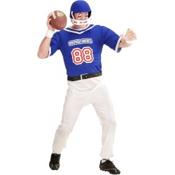 Widmann - Costume Per Adulti American Football Player Blu, Tg. M (tuta, casco), 03922