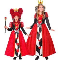 Widmann - Costume da Regina di Cuori per bambini Tg. (140 cm - 8/10 anni), vestito, corona, costume da favola, 22357