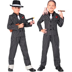 Widmann - Costume da Gangster per bambini Tg. (140 cm - 8/10 anni), abito gessato, criminale, boss mafioso, 18827