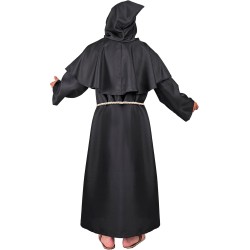 Widmann - Costume da Monaco Oscuro Tg. XXL, tunica con cappuccio, cintura, collana con croce, chierico, sacerdote, 24360