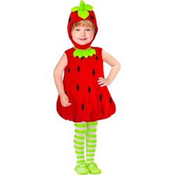 Widmann - Costume da Fragola per bambino Tg. (116 cm - 4/5 anni), tuta e copricapo, 26075