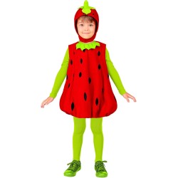 Widmann - Costume da Fragola per bambino Tg. (116 cm - 4/5 anni), tuta e copricapo, 26075