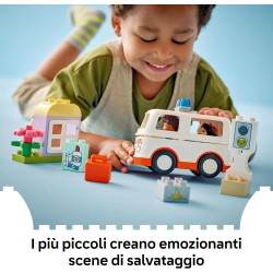 LEGO 10447 DUPLO Ambulanza e Autista, Giocattolo Educativo da 2 Anni, Giochi Didattici e di Ruolo con Autista del Veicolo e Pazi