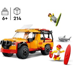 LEGO 60453 City Fuoristrada di Soccorso del Bagnino - Jeep Giocattolo da Costruire con 2 Minifigure e Squalo, Giochi per Bambini