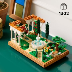 LEGO 10359 Icons Il Giardino della Fontana, Kit di Modellismo per Adulti da Costruire, Modellino da Esposizione con Fiori e Pian