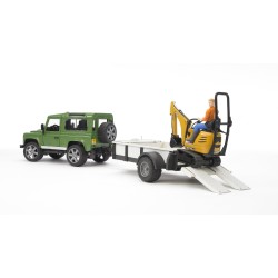 BRUDER 02593 - Land Rover Defenderwagon con Rimorchio e Microescavatore