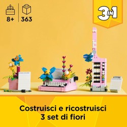 LEGO Creator 31169 - 3 in 1 Macchina da Scrivere con Fiori Giocattolo - Si Trasforma in Keytar o in Vaso, Modellini da Costruire