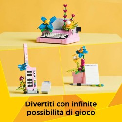 LEGO Creator 31169 - 3 in 1 Macchina da Scrivere con Fiori Giocattolo - Si Trasforma in Keytar o in Vaso, Modellini da Costruire