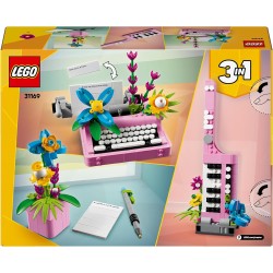 LEGO Creator 31169 - 3 in 1 Macchina da Scrivere con Fiori Giocattolo - Si Trasforma in Keytar o in Vaso, Modellini da Costruire