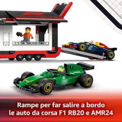 LEGO City 60445 - Autotrasportatore F1 con Monoposto RB20 e AMR24 F1 - Camion Giocattolo da Costruire con 2 Modelli di Auto da C