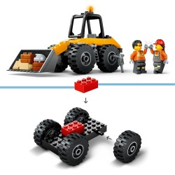 LEGO City 60450 - Pala Gommata Gialla - Escavatore Giocattolo da Costruire, Veicolo da Cantiere con 2 Minifigure, Prescolari Mon