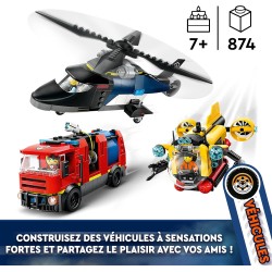 LEGO City 60462 - 3in1 Elicottero, Autopompa e Sottomarino - Giocattolo Combinabile con Veicoli da Costruire e 3 Minifigure, Gio