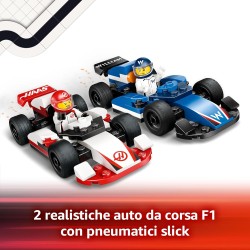 LEGO City 60464 - Williams Racing e Haas F1 - Modelli di Auto da Corsa da Costruire con 2 Minifigure di Piloti e Starter Brick