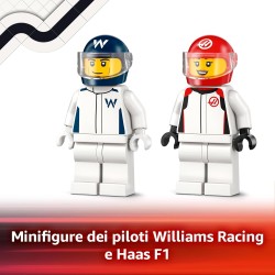 LEGO City 60464 - Williams Racing e Haas F1 - Modelli di Auto da Corsa da Costruire con 2 Minifigure di Piloti e Starter Brick