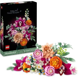 LEGO Botanicals 10342 - Bouquet di Fiori Rosa - Piante Finte Artificiali per Decorazioni Casa con Margherite, Fiordalisi e Sambu