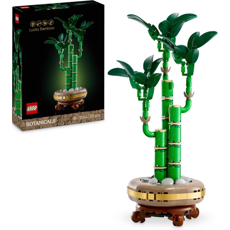 LEGO Botanicals 10344 - Bambù del Buon Auspicio - Pianta Artificiale per Arredamento Interno con Vaso Finto, Decorazione di Casa