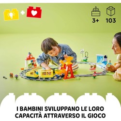 LEGO DUPLO 10428 - Grande Treno Comunitario Interattivo, Giochi Educativi, Giocattolo con Stazione, Binari e Mattoncini Multifun