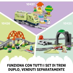 LEGO DUPLO 10428 - Grande Treno Comunitario Interattivo, Giochi Educativi, Giocattolo con Stazione, Binari e Mattoncini Multifun