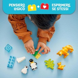 LEGO DUPLO 10442 - Famiglie di Animali: Pinguini e Leoni, Giochi di Fantasia Educativi, Giocattolo Creativo per la Cura dei Cucc