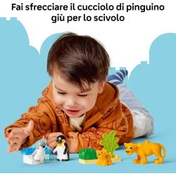 LEGO DUPLO 10442 - Famiglie di Animali: Pinguini e Leoni, Giochi di Fantasia Educativi, Giocattolo Creativo per la Cura dei Cucc