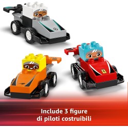 LEGO DUPLO 10445 - Auto da Corsa e Piloti Team F1, Macchina Giocattolo da Costruire, Giochi Creativi e Didattici, Idea Regalo di