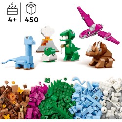 LEGO Classic 11041 - Dinosauri Creativi, Giochi di Fantasia con Colorati Animali Giocattolo da Costruire e Ricostruire come T. R