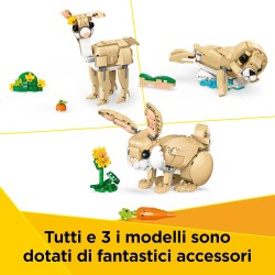 LEGO Creator 31162 - 3 in 1 Adorabile Coniglio Giocattolo - Si Trasforma in Lama o in Foca - Animali da Costruire - Idea Regalo 