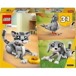 LEGO Creator 31163 - 3 in 1 Gatto Giocoso Giocattolo - Si Trasforma in Piccione o in Cane - Animali da Costruire - Idea Regalo d