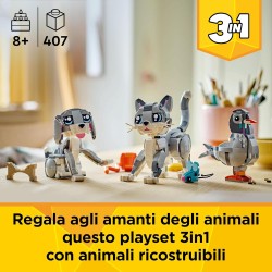 LEGO Creator 31163 - 3 in 1 Gatto Giocoso Giocattolo - Si Trasforma in Piccione o in Cane - Animali da Costruire - Idea Regalo d