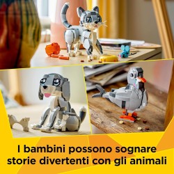 LEGO Creator 31163 - 3 in 1 Gatto Giocoso Giocattolo - Si Trasforma in Piccione o in Cane - Animali da Costruire - Idea Regalo d