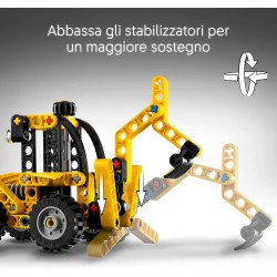 LEGO Technic 42197 - Scavatrice a Cucchiaia Rovescia, Giocattolo Educativo con Escavatore Posteriore, Pala e Stabilizzatori, Vei