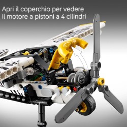 LEGO Technic 42198 - Aereo Bush, Aeroplano Giocattolo da Costruire, Modellino di Veicolo con Elica Rotante, Ali Regolabili, Moto