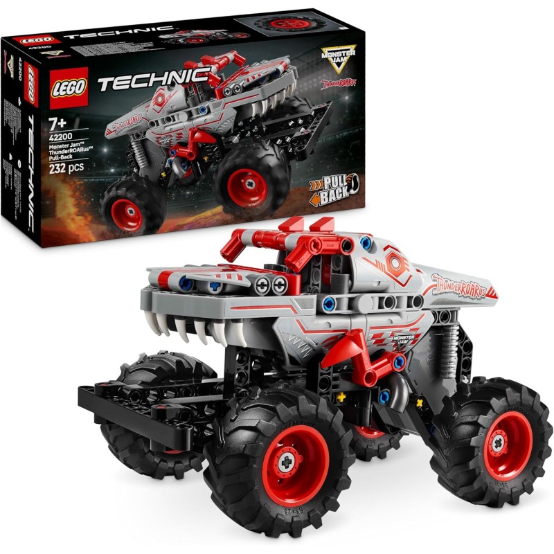 LEGO Technic 42200 - Pull-Back ThunderROARus, Monster Truck Giocattolo da Costruire, Idea Regalo di Compleanno per i Fan dei Vei