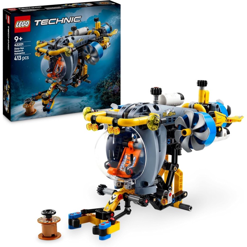 LEGO Technic 42201 - Sottomarino per Esplorazioni Abissali, Giocattolo da Costruire con Eliche Mobili e Cabina Apribile, Idea Re