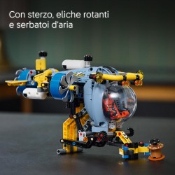 LEGO Technic 42201 - Sottomarino per Esplorazioni Abissali, Giocattolo da Costruire con Eliche Mobili e Cabina Apribile, Idea Re