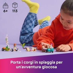 LEGO Friends 42641 - Avventure Canine su Windskate e Sidecar, Giochi di Ruolo da Spiaggia con Vecioli, Mini Tavola da Surf, Pers