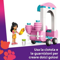 LEGO Friends 42643 - Bancarella di Zucchero Filato e Scooter, Giochi di Ruolo Creativi con Mini Bamboline di Liann e Jamila, Vei