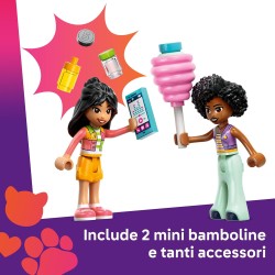 LEGO Friends 42643 - Bancarella di Zucchero Filato e Scooter, Giochi di Ruolo Creativi con Mini Bamboline di Liann e Jamila, Vei