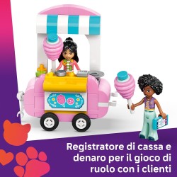 LEGO Friends 42643 - Bancarella di Zucchero Filato e Scooter, Giochi di Ruolo Creativi con Mini Bamboline di Liann e Jamila, Vei