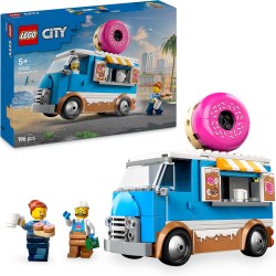 LEGO City 60452 - Furgone delle Ciambelle Giocattolo con 2 Minifigure - Veicolo con Stand Gastronomico Mobile con Accessori, Ide