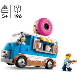 LEGO City 60452 - Furgone delle Ciambelle Giocattolo con 2 Minifigure - Veicolo con Stand Gastronomico Mobile con Accessori, Ide