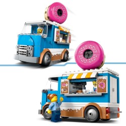 LEGO City 60452 - Furgone delle Ciambelle Giocattolo con 2 Minifigure - Veicolo con Stand Gastronomico Mobile con Accessori, Ide