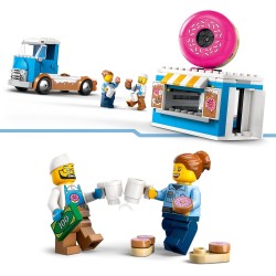 LEGO City 60452 - Furgone delle Ciambelle Giocattolo con 2 Minifigure - Veicolo con Stand Gastronomico Mobile con Accessori, Ide