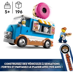 LEGO City 60452 - Furgone delle Ciambelle Giocattolo con 2 Minifigure - Veicolo con Stand Gastronomico Mobile con Accessori, Ide